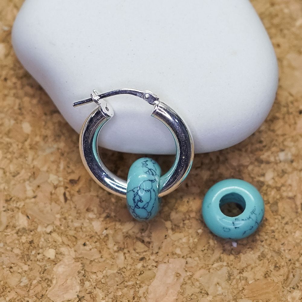 Olive Coral Olive Chunky Hoop + Blue Turquiouse Stone Olive Coral Olive Chunky Hoop + Blue Turquiouse Stone